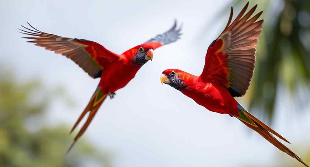 Flying Crimson Rosella