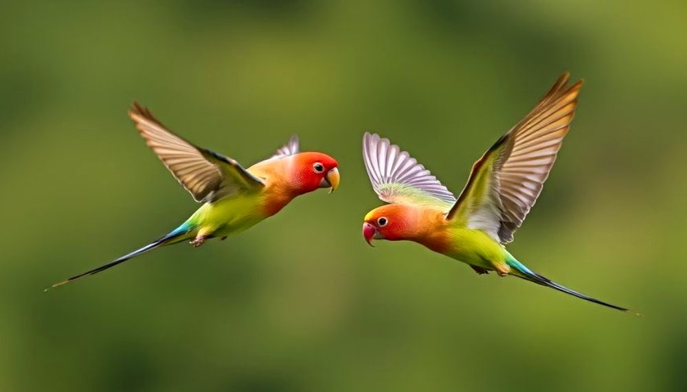 Lovebirds Flying Lovebirds Flying